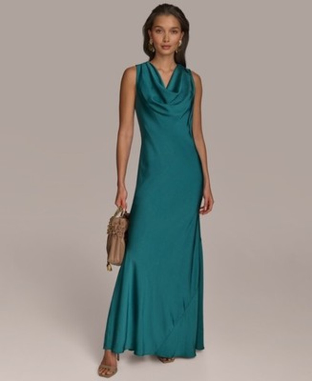Donna Karan New York Cowlneck Slip Gown Women's 8 Lawn Sleeveless Pulls On Style